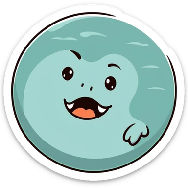 full moon with a yawning sleepy face and droopy eyes sticker