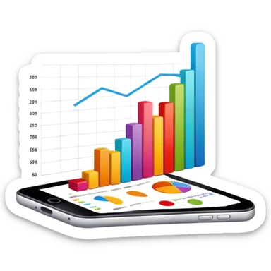 chart graph with growing metrics sticker