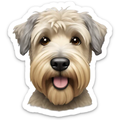 Hyper realistic soft coated Wheaton terrier with grey ears and short hair on it head sticker