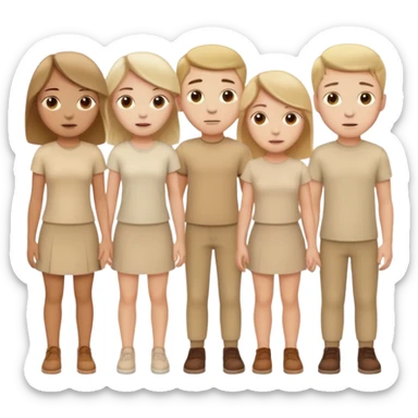 4 white girls and 2 white boys in beige clothes sticker