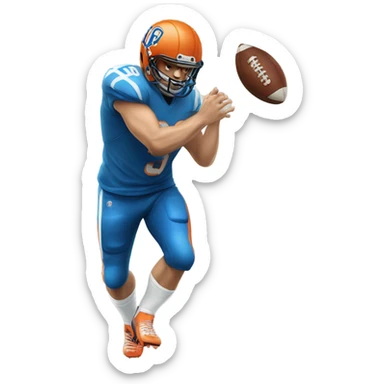 Caucasian man tight end wearing blue & orange #89 catching a football sticker