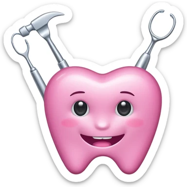 Pink dentist tools sticker