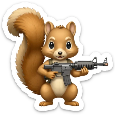 Squirrel holding m4 rifle sticker