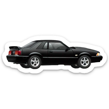 a black 1993 ford mustang sedan with a hood scoop sticker