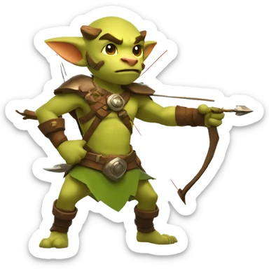 A bokoblin from Zelda holding a bow and arrow sticker