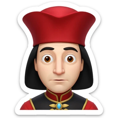 lord farquad avec un chapeau rouge plat sur le dessus sticker