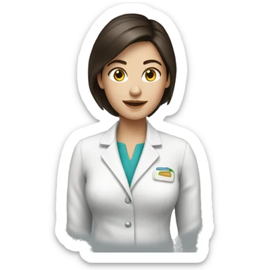 female brunette nutritionist with white skin sticker