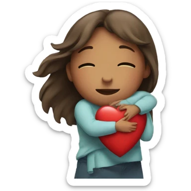 Girl and bout hugging with heart on top of them sticker