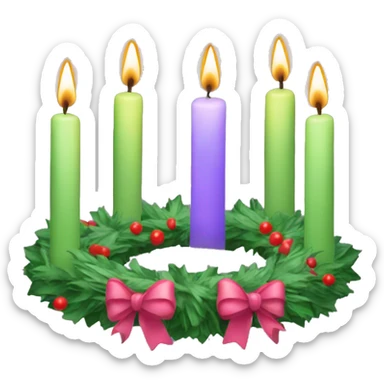 Advent Wreath four candles and bow with one candle lighted and others not  sticker