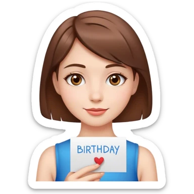 Birthday girl with short brown hair and birthday wishes  sticker