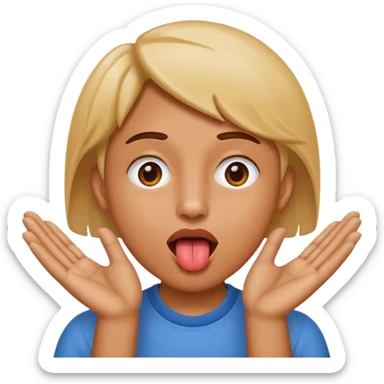 Tongue out with hands on the side of face sticker