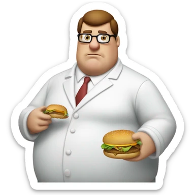 Peter griffin eating a cheeseburger, looking seductively  sticker