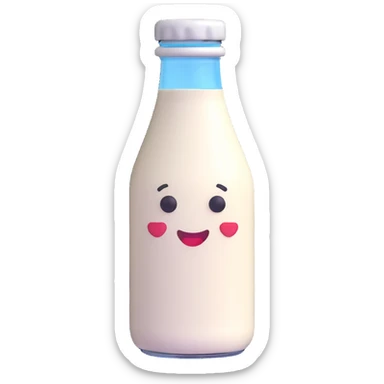 a milk bottle, 3D emoji style sticker