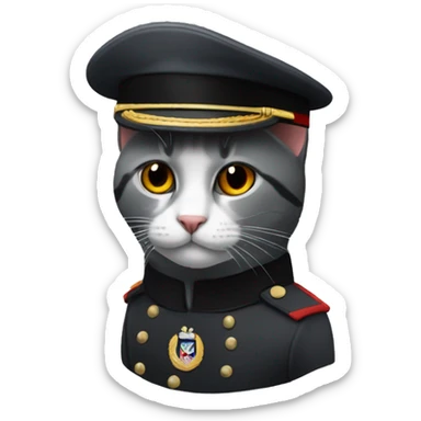 dark-gray-cat-with-white-forehead-and-black-and-red-military-hat sticker