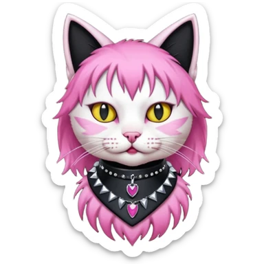 pink haired metalhead  cat sticker