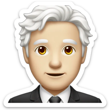 senior Boy, red eyes, White elegant hair, pale-skin, dark suit sticker