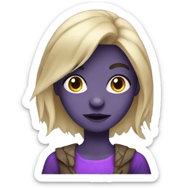 blond werewolf girl wearing purple sticker