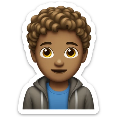 Young boy brown hair light skin sticker