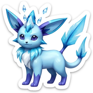 Shiny Cool Glaceon-Vaporeon-Fakemon-hybrid-fusion- full body sticker