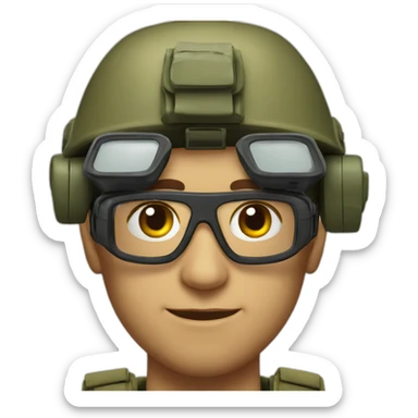 israeli soldier with vr glasses from 45 degrees sticker