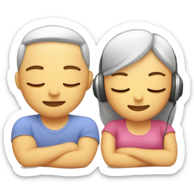 emoji eyes closed sleeping male and female listening relaxing music sticker
