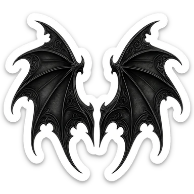 goth black bat wings sticker