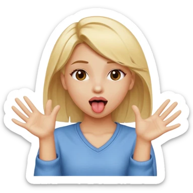 Girl with her tongue out and her hands going to the side sticker