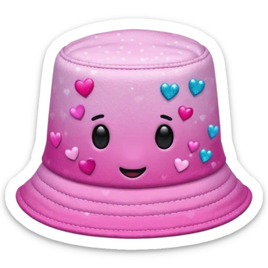 Pink ombre bucket hat with hearts and glitter sticker