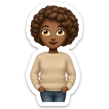Brunette girl cozy autumn vibe wearing sweater sticker