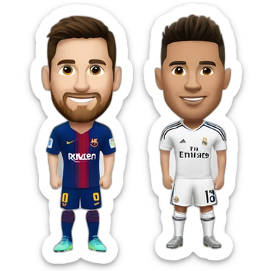 Messi et ronaldo avec le maillot du real madrid sticker