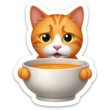 Orange cat drinking soup sticker