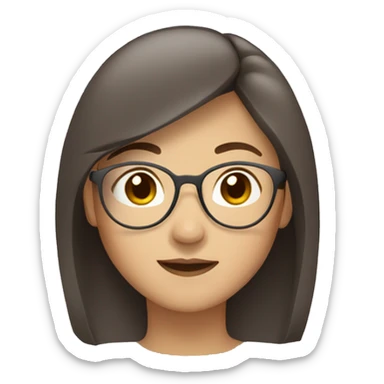 asian woman who wears glass and wink. brown hair and brown eyes. sticker