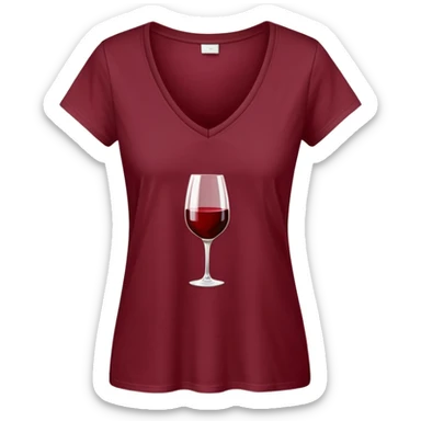 just a wine red cotton V-neck t-shirt, women's style, flat lay, no model, only the clothing item sticker
