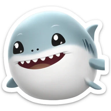 small and cute shark squishmallow, cute smile, gray and spotted sticker