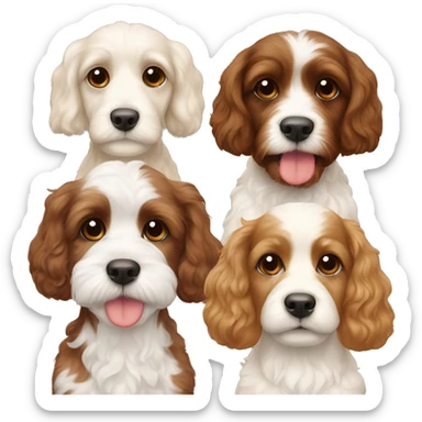 3 cavoodles one red/brown, one white and one cream sticker