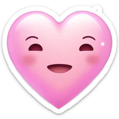 Heart Emoji "A pastel pink heart with a glossy, jelly-like texture, surrounded by tiny sparkling stars and glowing in a soft aura of light." sticker