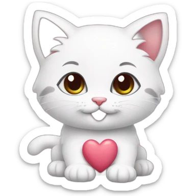 Cute kitten with lots of hearts around it sticker