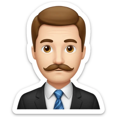 long mustached man with tie sticker