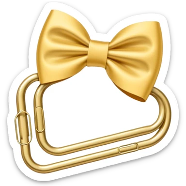 one gold paper clip with a white bow in the middle sticker