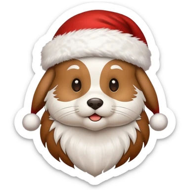 cute animal wearing a santa claus hat sticker