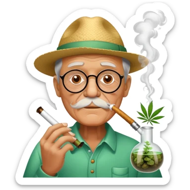 Grandpa smoking weed with bong sticker