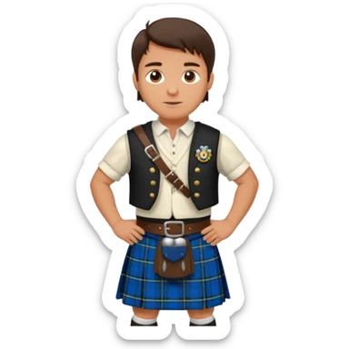  brunette man wearing scottish traditional clothes sticker