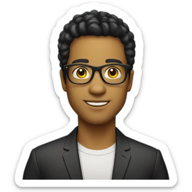 Young WHITE entrepreneur with yellow tinted glasses and combed black hair  sticker