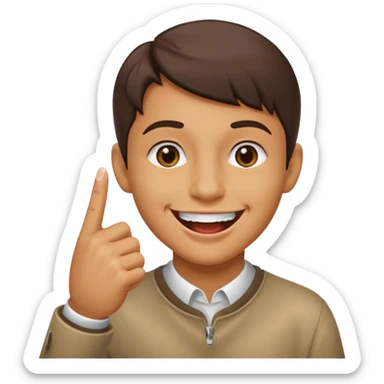 smile biting pointer finger sticker