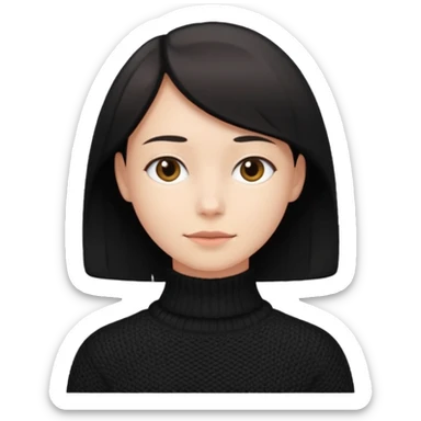 a neck-length black knitwear sticker