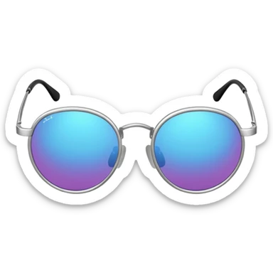 A pair of luxury sunglasses emoji with silver chrome frame, smooth rounded lenses, reflective metallic surface, high-end swag aesthetic, minimal and clean design, iOS emoji style, centered, white background sticker