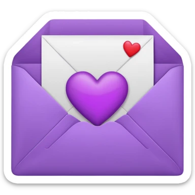 IOS's love letter emoji but with a purple heart instead of a red heart sticker