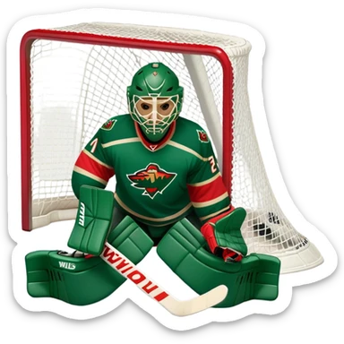 Minnesota wild hockey goalie, full player sticker