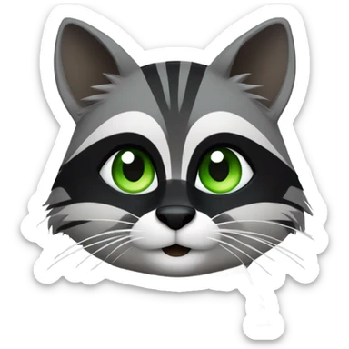 Raccoon and gray cat  sticker