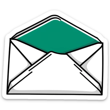 Elegant stylized Maya-inspired message envelope, refined geometric lines, sophisticated minimalist design, dark green on white sticker